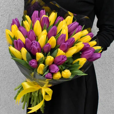 Букет разноцветных тюльпанов. Весенний микс - Тюльпаны . Купить