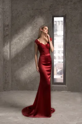 Красное платье русалка Орнелла | Купить вечернее платье в салоне Валенсия  (Москва)