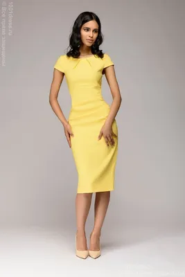 Желтое платье-футляр с короткими рукавами | КУПИТЬ-ПЛАТЬЕ.РУ -  интернет-магазин красивых платьев