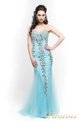 Купить вечернее платье 17438 голубого цвета по цене 15000 руб. в Москве в  интернет-магазине Принцесса
