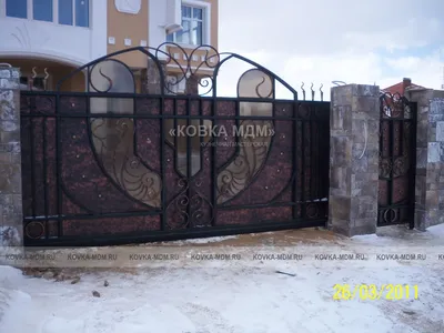 Кованые ворота заборы | Металлические ворота для забора с ажурным узором  (Одинцово)