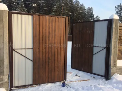 Ворота уличные распашные стальные заполнение профлист ширина 3500 высота  2000 - купить в Екатеринбурге. DoorHan