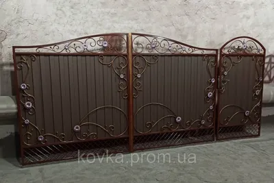 Купить Распашные ворота с калиткой из профнастила, код: Р-01112 в Винницкой  области от компании \"КОВАЛЬСКИЙ-ЦЕХ\" - 1385157122