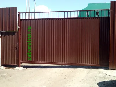 Откатные ворота из профнастила - Пример 1 в Туле. Цены с установкой
