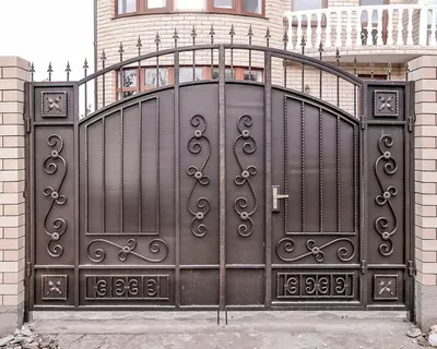 Железные ворота для частного дома - 57 фото