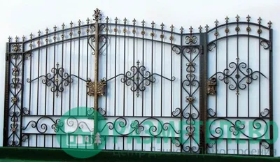 Кованные распашные ворота с калиткой серии Нарядные арт.02 цена в  Санкт-Петербурге купить недорого