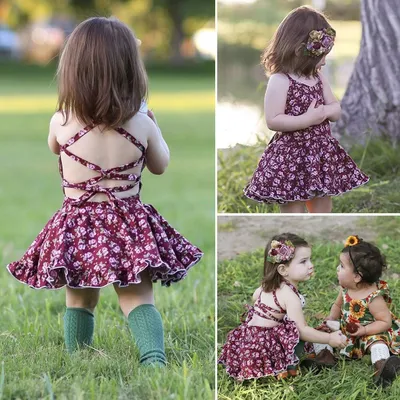 Детское летнее платье с открытой спиной и цветочным принтом - купить по  выгодной цене | AliExpress