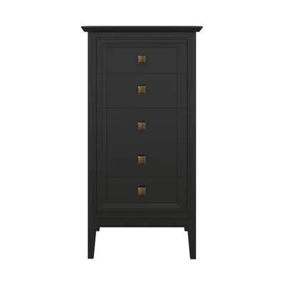 Комод Tesoro Black, высокий, 5 ящиков, 58x50x107 см, цвет: черный (T315BL)  T315BL – купить по цене от 54864 руб.