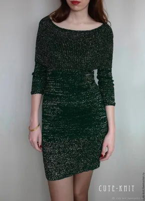 Зеленое платье вязаное с люрексом \"Золотое сияние\" – заказать на Ярмарке  Мастеров – 881WRRU | Платья, Ереван
