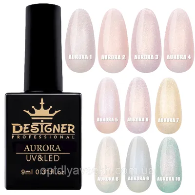 Перламутровый гель-лак Aurora Designer/Дизайнер c эффектом втирки, 9 мл.,  цена 155 грн — Prom.ua (ID#1688894309)