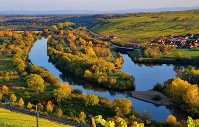 Обои осень, природа, река, Германия, Бавария, Майн картинки на рабочий  стол, раздел пейзажи - скачать