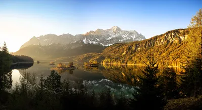 Обои на монитор | Природа | Германия, горы, лес, озеро, Eibsee