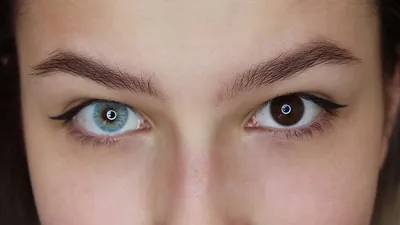 Голубые линзы для карих глаз фото