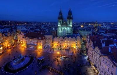 Обои Прага, Чехия, город, цветы 2560x1600 HD Изображение