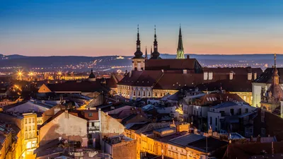 Фотография Прага Чехия башни Ночь Дома Города