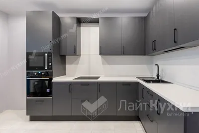 Кухня ЛММ151 МДФ система Ясень графит выполнена компанией «ЛайтКухни».