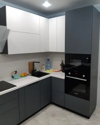 Кухня графит с белым - 70 фото