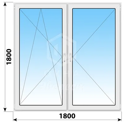 Двухстворчатое пластиковое окно 1800x1800 ПО-П - купить недорого в Москве,  фото, отзывы, цена от 17900 руб.