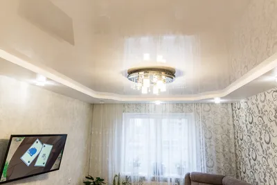 Двухуровневый натяжной потолок в гостиной в Минске • Проект texo.by