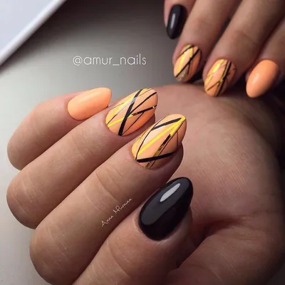 Двухцветный маникюр, Дизайн овальных ногтей, Идеи осеннего маникюр, Идеи  черного… | Nail art stripes, Nail art designs, Two color nails