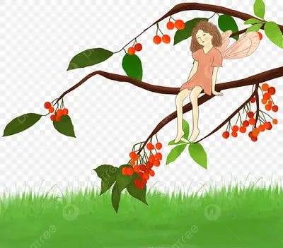 девушка крыло Вишневое дерево черешня PNG , черешня, ивовый прут, Девушка  PNG картинки и пнг PSD рисунок для бесплатной загрузки