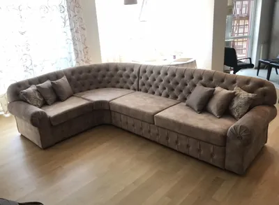 Классический угловой бархатный диван в гостиную Simmon