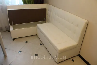 Угловой диван для кухни в белой коже на заказ. Размеры и материал на выбор!
