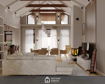 Дизайн гостиной со \"Вторым светом\" в стиле минимализм - Проект дома
