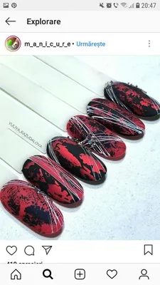 шикарный маникюр матовый красныая фольга нити | Красивые ногти, Нейл-арт,  Дизайнерские ногти