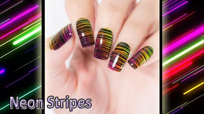 Neon stripes / Дизайн паутинкой и пигментом - YouTube
