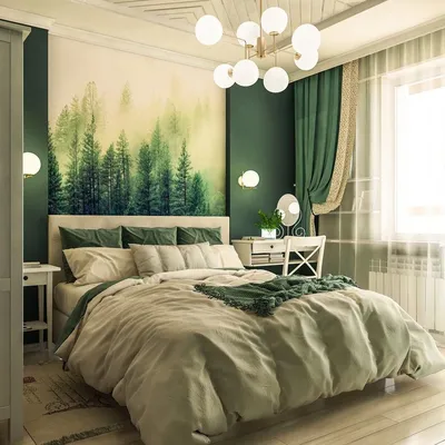 Дизайн спальни в зеленых тонах фото
