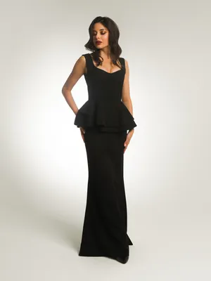 Купить вечернее платье в пол с баской, кристин черное в интернет магазине  mirplatev.ru недорого, от 7700.0000 рублей