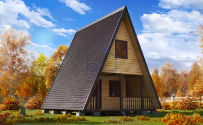 Дачный дом-шалаш 6х6 треугольной формы под ключ