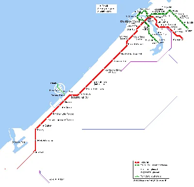 Дубай - карта метро | Детальная карта метрополитена Дубаи для печати или  скачивания