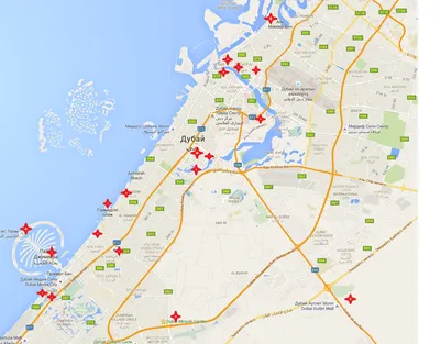 Карта Дубая с улицами на спутниковой карте онлайн