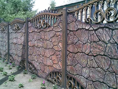 Бетонный забор - 66 фото