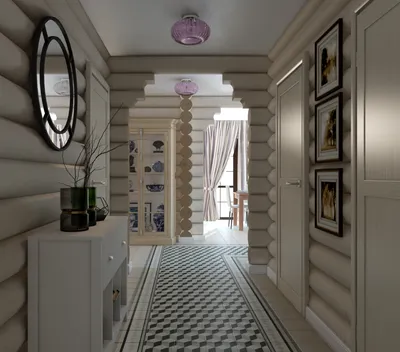Дизайн интерьера двухэтажного дома из сруба (137 кв. м) в современном  классическом стиле — Roomble.com