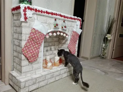 Новогодний рождественский камин своими руками и с помощью кота Федора! |  Пикабу