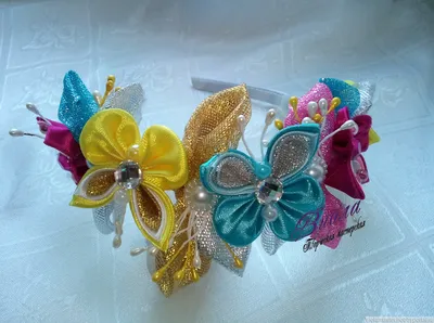 Ободок канзаши \"Бабочки\" – купить в интернет-магазине HobbyPortal.ru с  доставкой