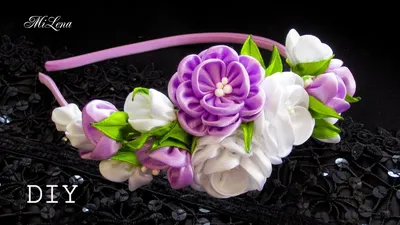 ОБОДОК КАНЗАШИ, МК / DIY Kanzashi Headband | Самодельные цветы из ткани,  Тканевый цветок своими руками, Лента на голову своими руками