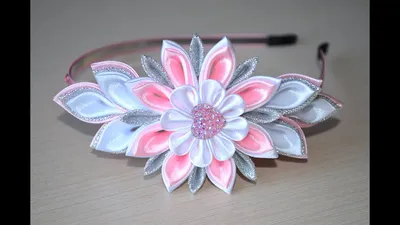 Ободок канзаши Мастер класс ободок своими руками Diy kanzashi flower hair  band handmade - YouTube