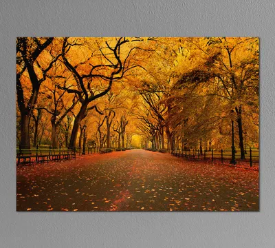 Картина интерьерная на натуральном холсте Poly Print Art \"Золотая осень\"  40х60 см. - купить по низкой цене в интернет-магазине OZON