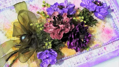 Делаем картину АНЕМОНЫ из КАНЗАШ (мастер класс) /DIY Ribbon Flower Kanzashi  - YouTube