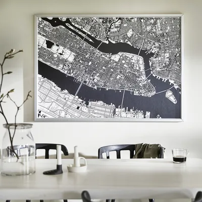 BJÖRKSTA картина с рамой Манхэттен с высоты/цвет алюминия 140x100 см | IKEA  Lietuva