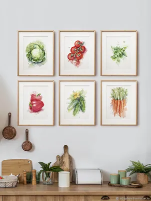 Картины на кухню овощи Постеры на кухню 6 штук – купить на Ярмарке Мастеров  – QONZ6RU | Картины, Томск
