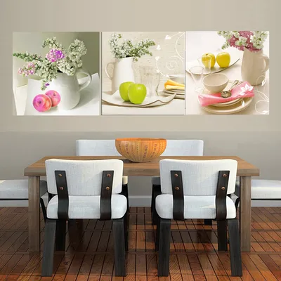 Картины на холсте для кухни, модные популярные 3 панели, фрукты, стены,  современные цветы, модульные декоративные картины для гостиной - купить по  выгодной цене | AliExpress