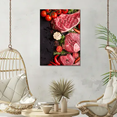 Картина/Картина на холсте для интерьера/Картина на стену/Картина для кухни/  - мясо и специи 20х30 - купить по низкой цене в интернет-магазине OZON