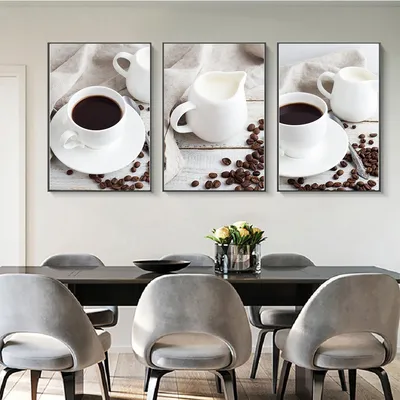 Плакат В креативном стиле для кухни, домашний декор, современная белая  чашка, кофейные зерна, модульные картины, печать, картина, HD Настенная  картина, холст - купить по выгодной цене | AliExpress