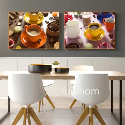 Картина на стену для кухни Canva, ароматная чашка кофе на завтрак, картины,  модульный постер с HD принтом, Настенный декор для ресторана и дома -  купить по выгодной цене | AliExpress