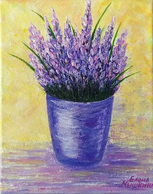 Картина Лаванда в вазе Цветы - Холст Акрил – купить онлайн на Ярмарке  Мастеров – QWN62RU | Картины, Алексеевка